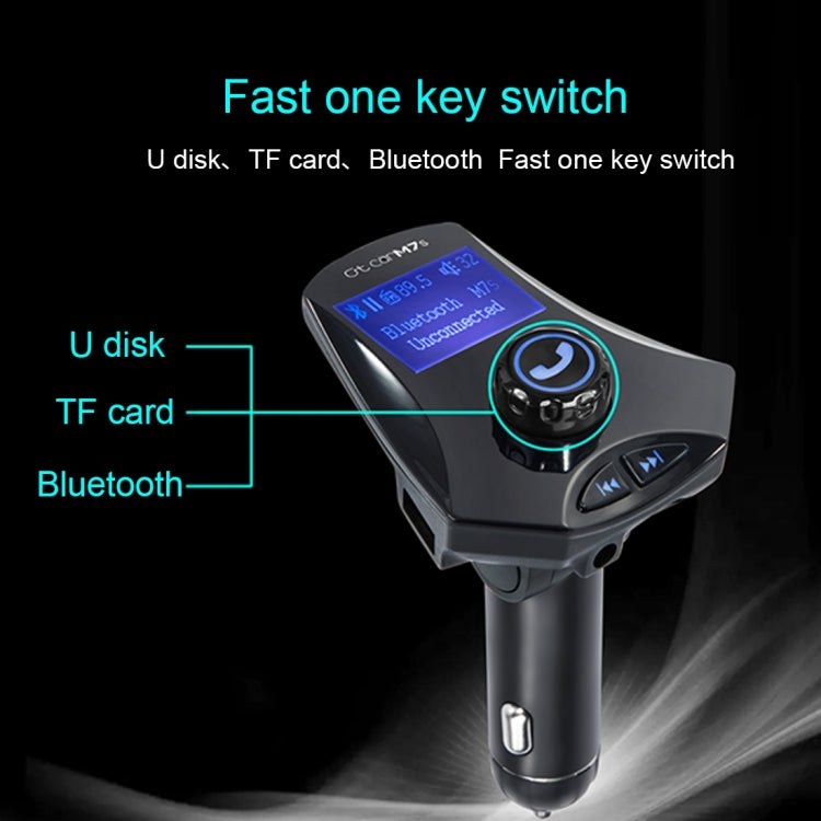 M7S Rotatable Multifunctional Wireless Car Bluetooth FM Transmitter, Support Hands-free Answer Phone & TF Card / AUX / U Disk Music Play & Smartphones USB Charging Function