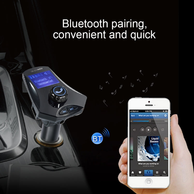 M7S Rotatable Multifunctional Wireless Car Bluetooth FM Transmitter, Support Hands-free Answer Phone & TF Card / AUX / U Disk Music Play & Smartphones USB Charging Function