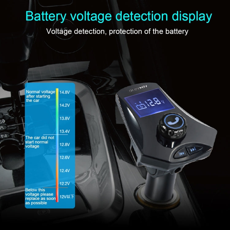 M7S Rotatable Multifunctional Wireless Car Bluetooth FM Transmitter, Support Hands-free Answer Phone & TF Card / AUX / U Disk Music Play & Smartphones USB Charging Function