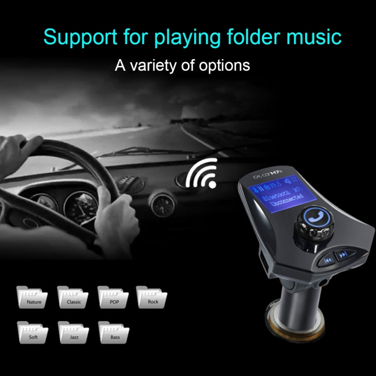 M7S Rotatable Multifunctional Wireless Car Bluetooth FM Transmitter, Support Hands-free Answer Phone & TF Card / AUX / U Disk Music Play & Smartphones USB Charging Function