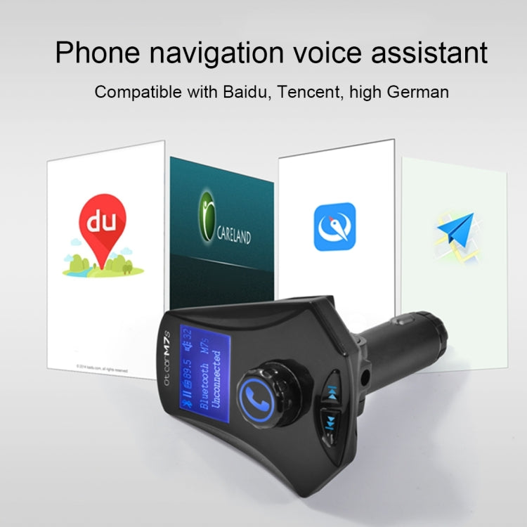 M7S Rotatable Multifunctional Wireless Car Bluetooth FM Transmitter, Support Hands-free Answer Phone & TF Card / AUX / U Disk Music Play & Smartphones USB Charging Function