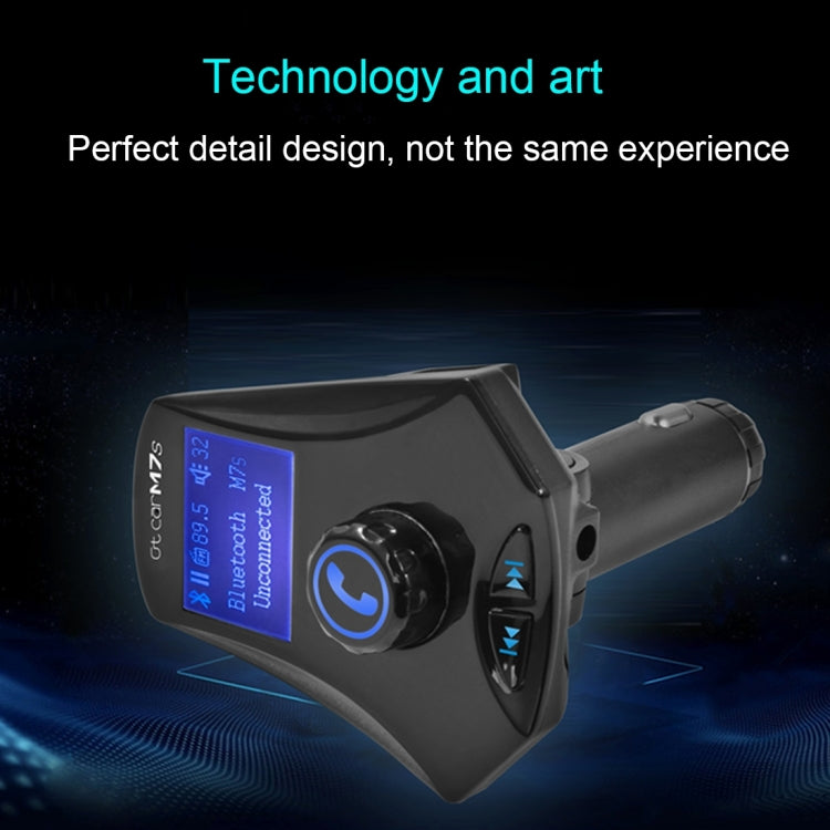 M7S Rotatable Multifunctional Wireless Car Bluetooth FM Transmitter, Support Hands-free Answer Phone & TF Card / AUX / U Disk Music Play & Smartphones USB Charging Function