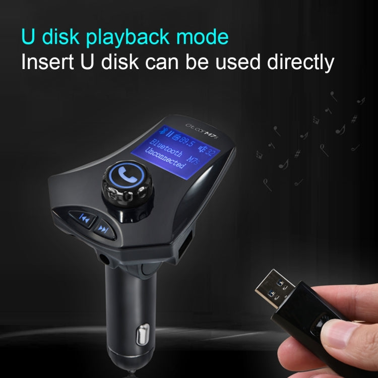 M7S Rotatable Multifunctional Wireless Car Bluetooth FM Transmitter, Support Hands-free Answer Phone & TF Card / AUX / U Disk Music Play & Smartphones USB Charging Function