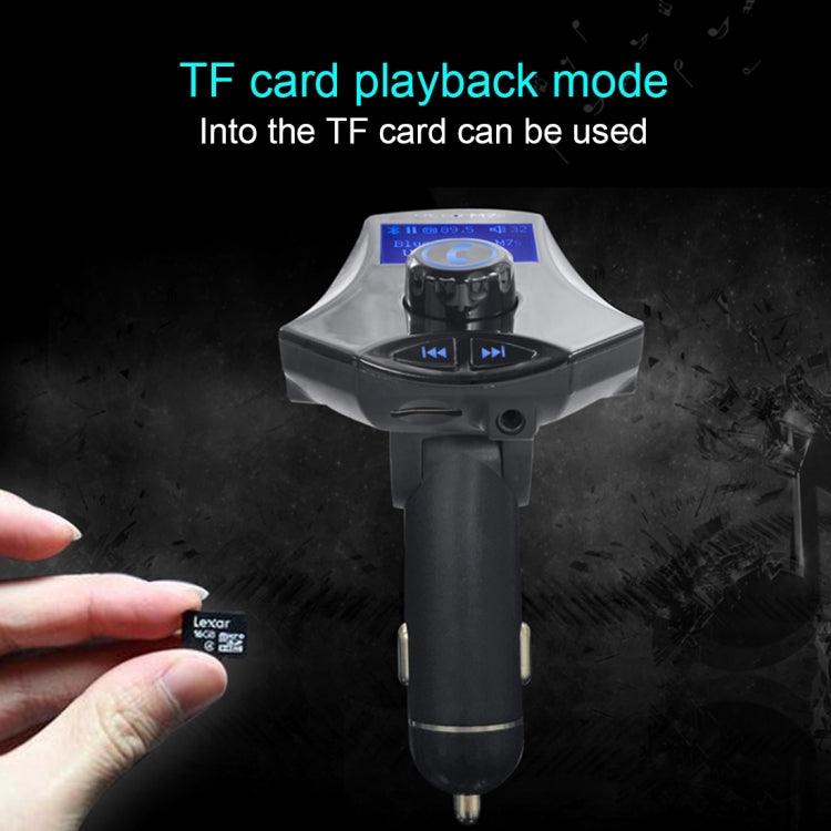 M7S Rotatable Multifunctional Wireless Car Bluetooth FM Transmitter, Support Hands-free Answer Phone & TF Card / AUX / U Disk Music Play & Smartphones USB Charging Function