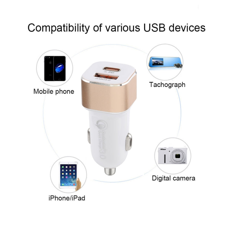 Type-C QC3.0 Dual USB Smart Fast Car Charger