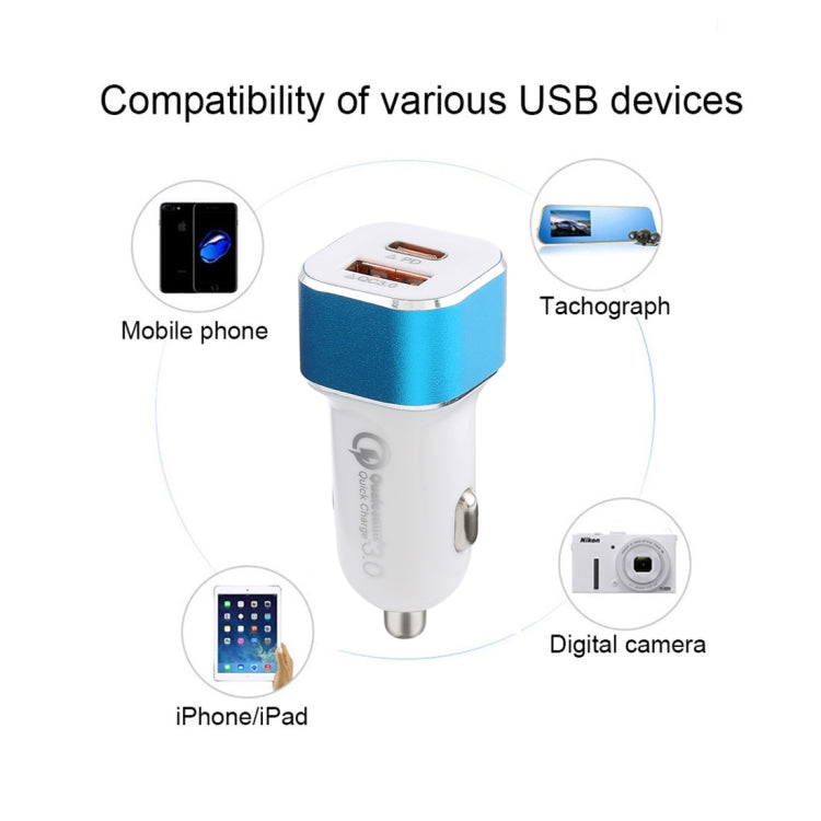 Type-C QC3.0 Dual USB Smart Fast Car Charger
