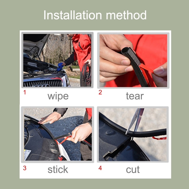 Small D-shaped Car Noise Reduction Sealing Strip with Sticker, Length: 100m