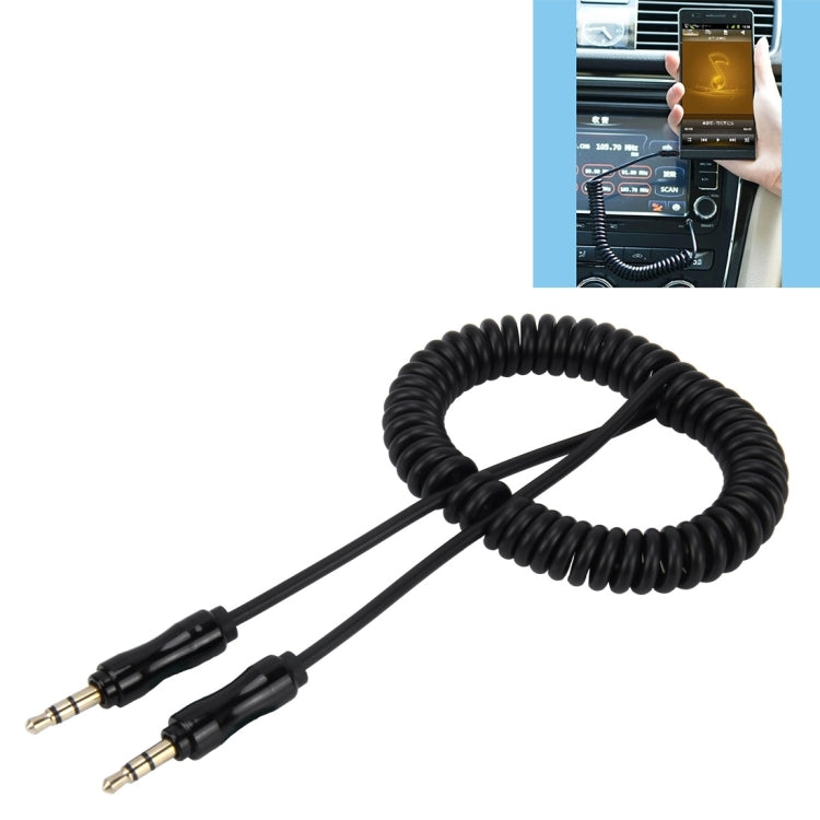 3.5mm 3-pole Male to Male Plug Audio AUX Retractable Coiled Cable, Length: 1.5m