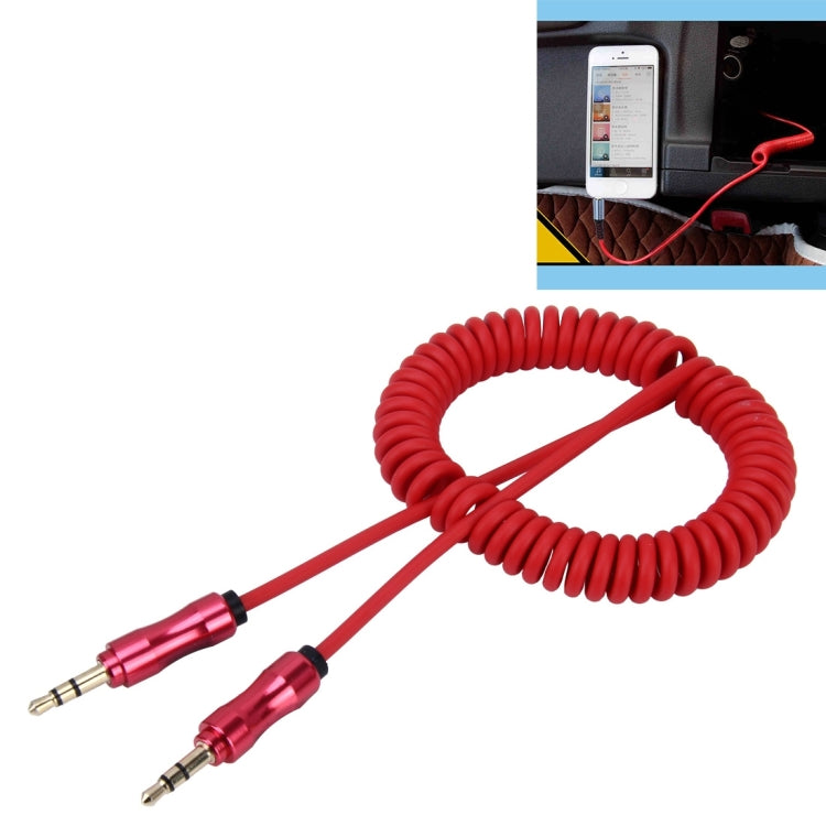 3.5mm 3-pole Male to Male Plug Audio AUX Retractable Coiled Cable, Length: 1.5m