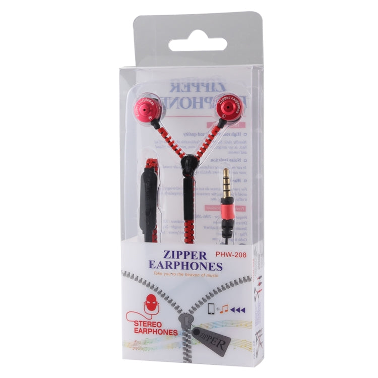 PHW-208 Creative Portable Stereo Music Zipper In-ear Wired Earphones with Mic, Support Hands-free Calls, For iPhone, Samsung, HTC, Huawei, Xiaomi and Other Smart Phones