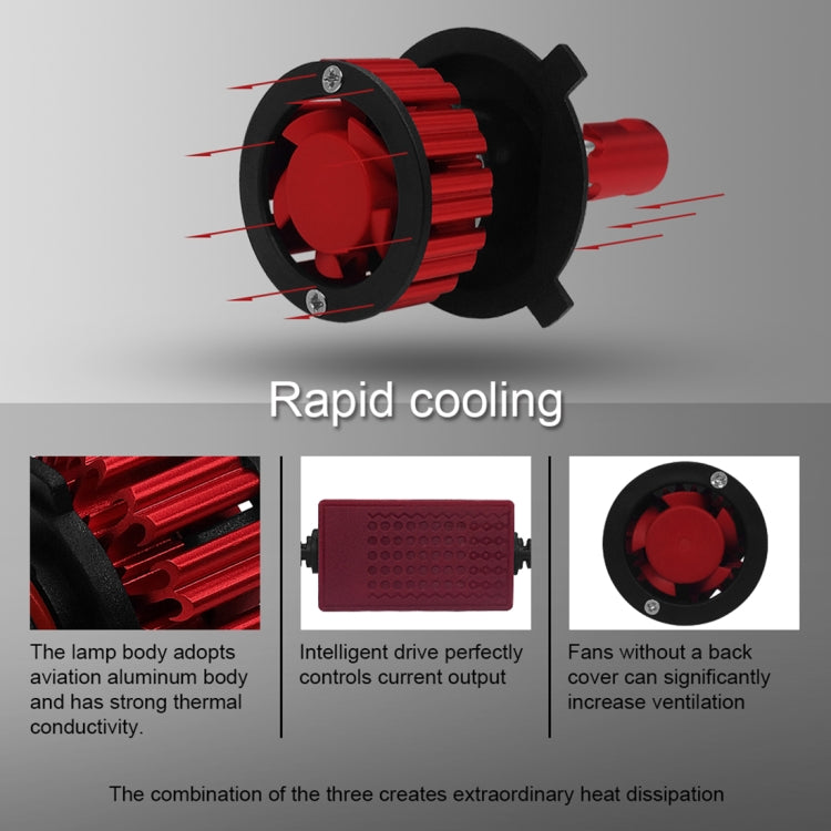 Q6 2 PCS H4 / 9003 / HB2 25W 3000LM 6000K IP68 LED Headlight Bulbs High Beam Conversion Kit DC 9-36V (White Light)