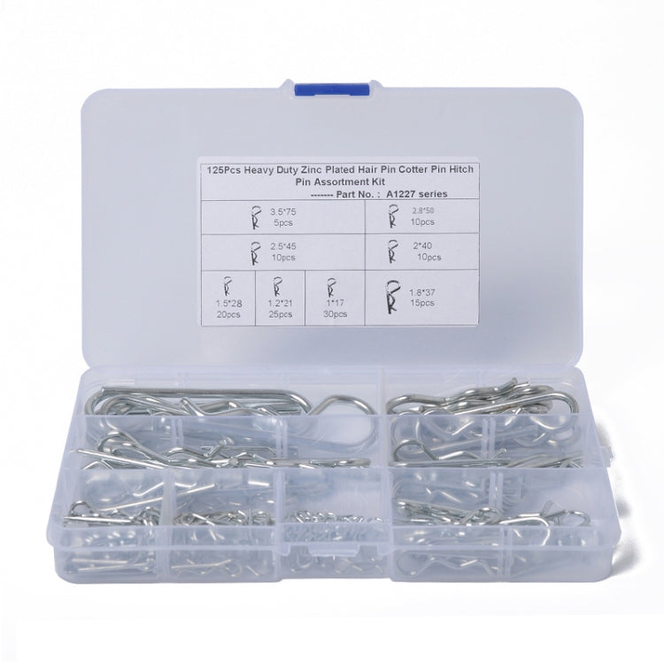 125 PCS Heavy Duty Zinc Plated Cotter R Tractor Clip Pin for Car / Boat / Garages