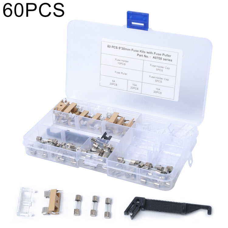 60 PCS Universal Fuse Set with PCB Fuse Holder 5A 10A 15A