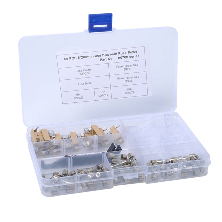 60 PCS Universal Fuse Set with PCB Fuse Holder 5A 10A 15A
