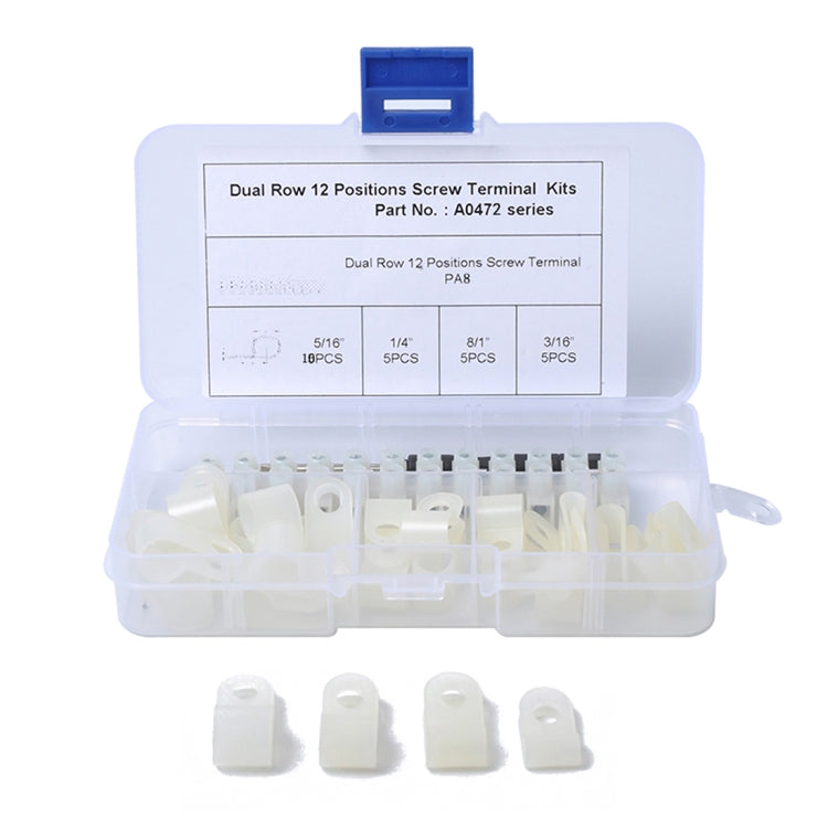 25 PCS 300V 20A PA8 12 Position Barrier Screw Terminal Block Wire Dual Row Connector Strip with R Type Line Clamp