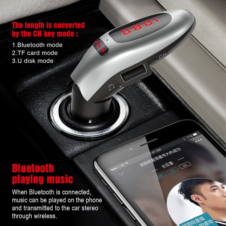 G96 LED Screen Wireless Bluetooth FM Transmitter MP3 Music Player Car Kit Charger, with Handsfree, Dual USB Charging Port, A2DP Function, Support TF Card & U Disk