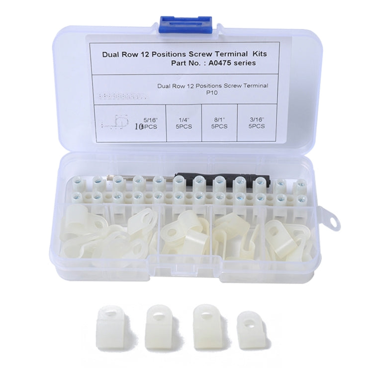 25 PCS 300V 30A PA10 12 Position Barrier Screw Terminal Block Wire Dual Row Connector Strip with R Type Line Clamp