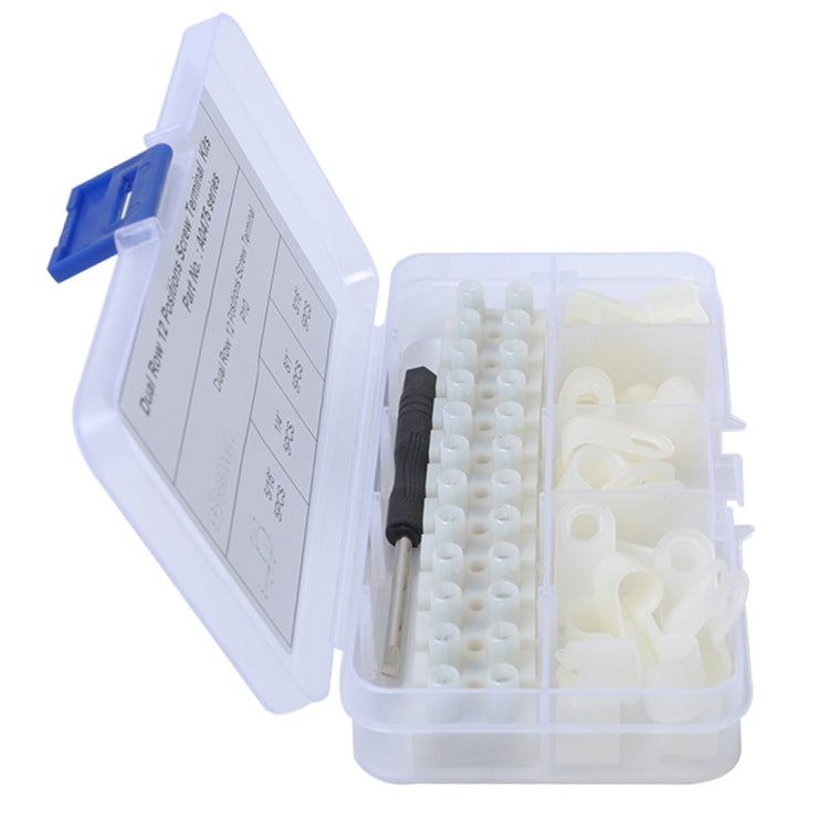 25 PCS 300V 30A PA10 12 Position Barrier Screw Terminal Block Wire Dual Row Connector Strip with R Type Line Clamp