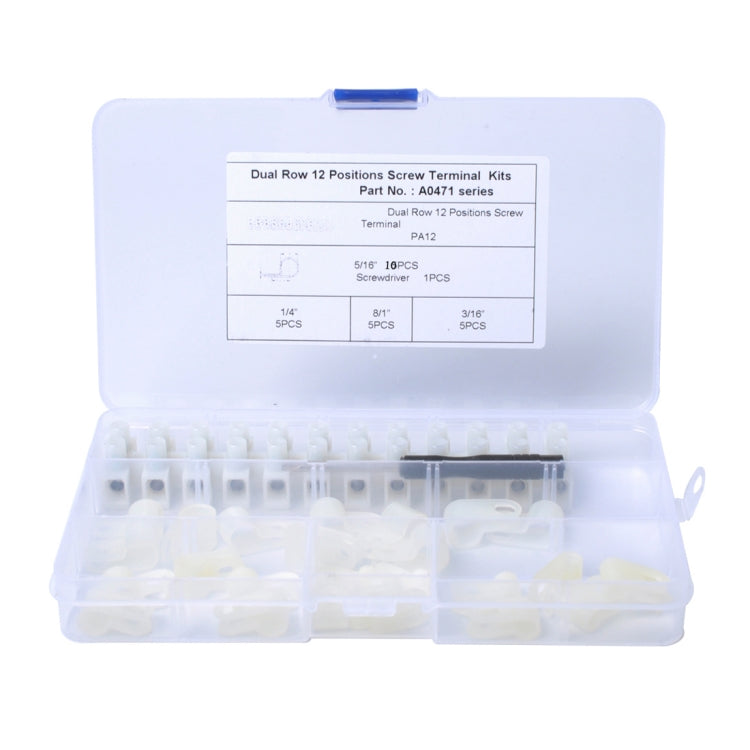 25 PCS 300V 35A PA12 12 Position Barrier Screw Terminal Block Wire Dual Row Connector Strip with R Type Line Clamp