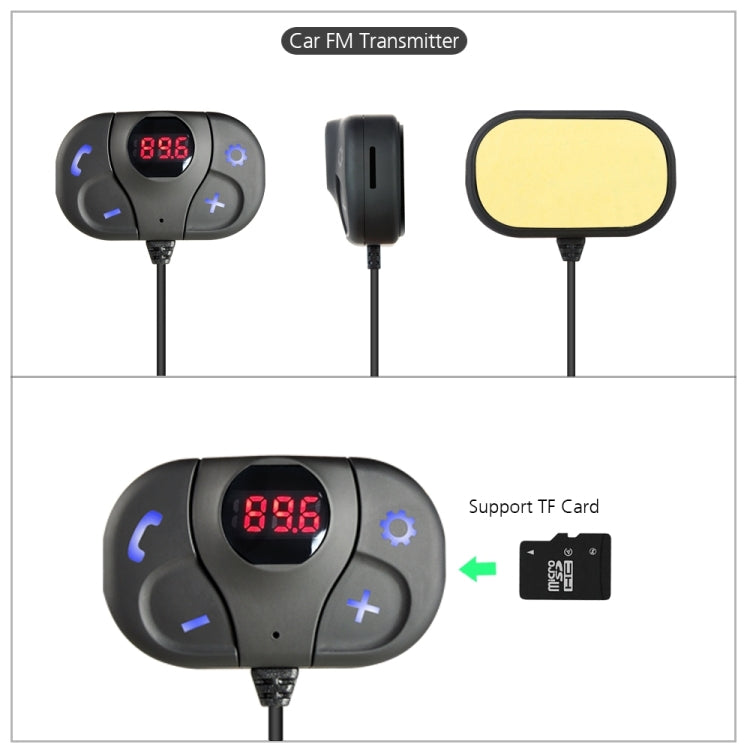 BAT62 Multifunctional Car Bluetooth FM Transmitter with Car Charger, Support Hands-free Call & TF Card Music Play & USB Smartphones Charging Function