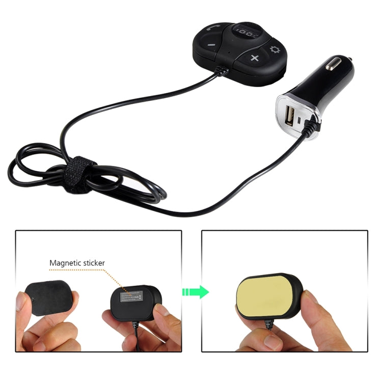 BAT62 Multifunctional Car Bluetooth FM Transmitter with Car Charger, Support Hands-free Call & TF Card Music Play & USB Smartphones Charging Function