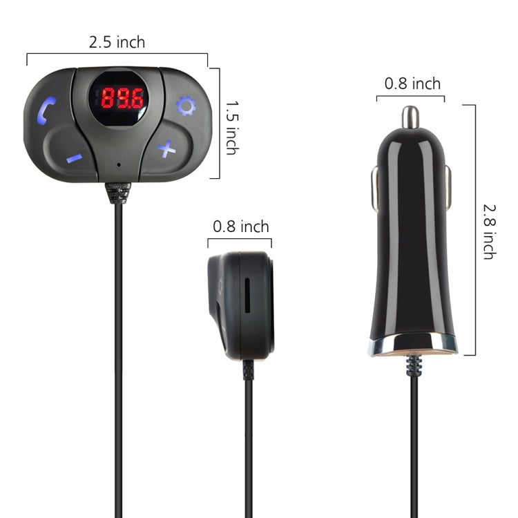 BAT62 Multifunctional Car Bluetooth FM Transmitter with Car Charger, Support Hands-free Call & TF Card Music Play & USB Smartphones Charging Function