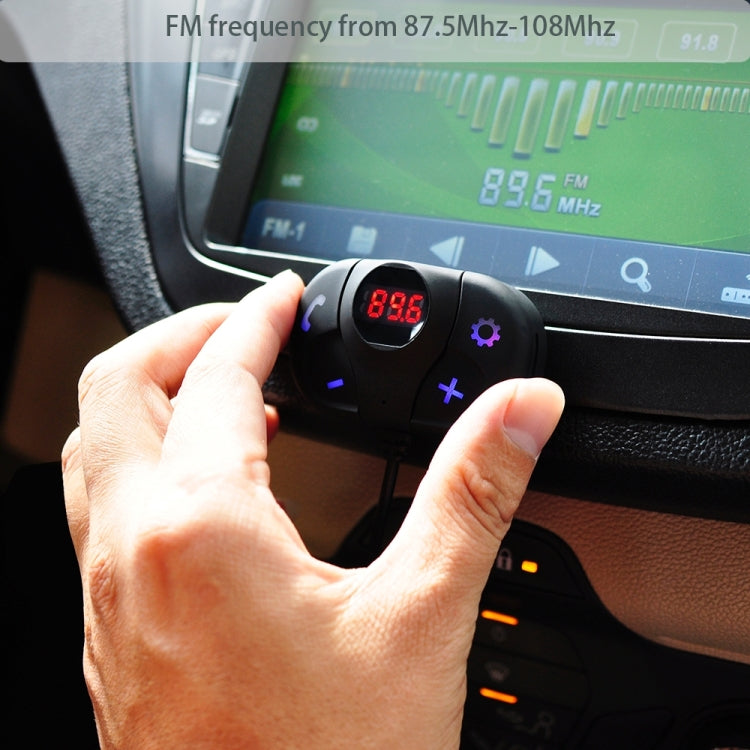 BAT62 Multifunctional Car Bluetooth FM Transmitter with Car Charger, Support Hands-free Call & TF Card Music Play & USB Smartphones Charging Function