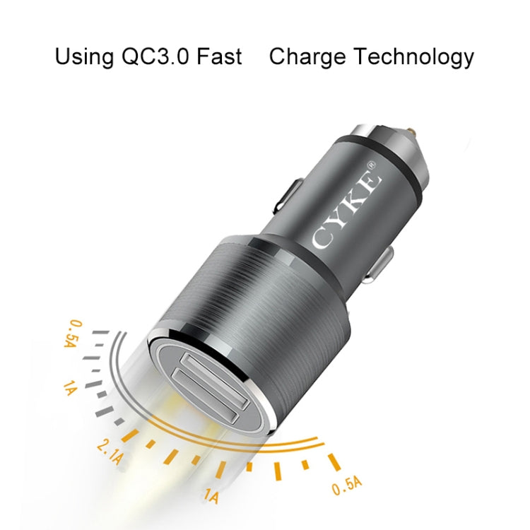 CYKE C11 30W QC 3.0 2.4A Dual USB Aluminum Alloy Car Charger