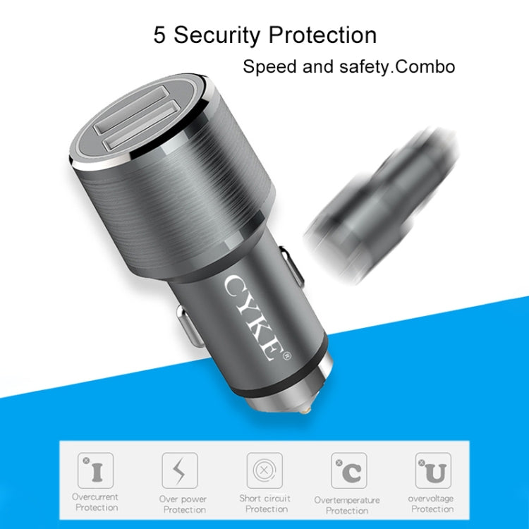 CYKE C11 30W QC 3.0 2.4A Dual USB Aluminum Alloy Car Charger