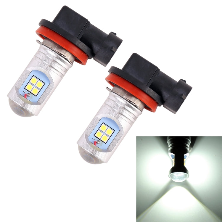 2 PCS H8 / H11 7.5W 600LM 6000K Car Auto Fog Light 12LEDs SMD-3030 Lamps, DC 12V-24V (White Light)