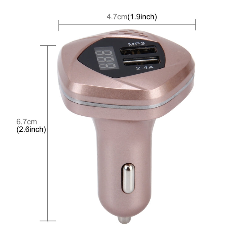 HSC HSC-103 12-24V Car Charger Dual USB Adapter with Voltage Monitoring Wireless Bluetooth MP3 2.4A Output Car Cigarette Lighter