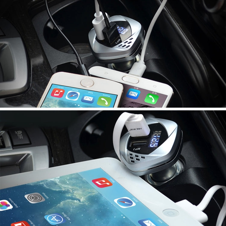HSC HSC-103 12-24V Car Charger Dual USB Adapter with Voltage Monitoring Wireless Bluetooth MP3 2.4A Output Car Cigarette Lighter