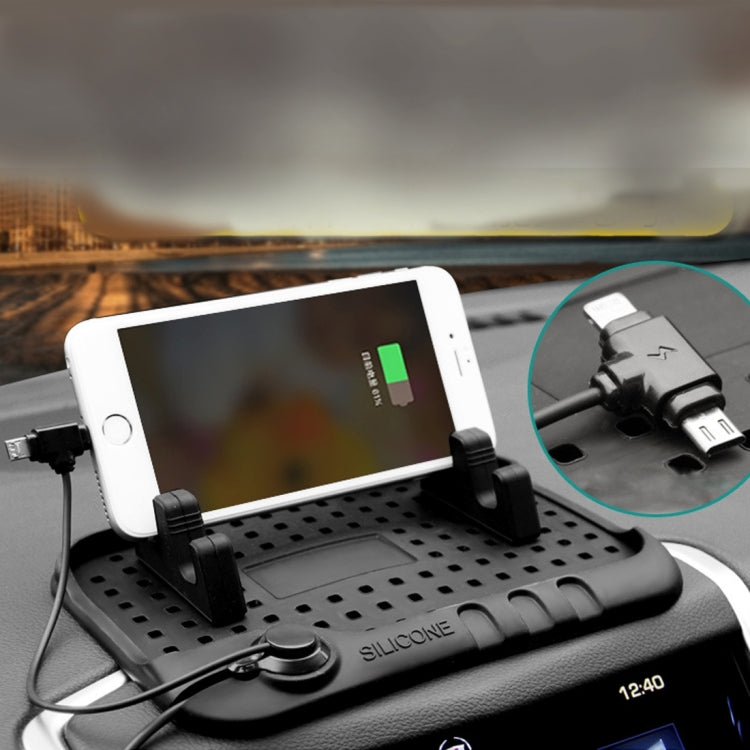 Silicone Pad Dash Mat Cell Phone Car Mount Holder Cradle Dock With 2 in 1 Charging Cable With Magnetic Adsorption Stande, For Phone GPS MP3 MP4 MP5