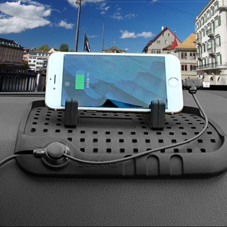 Silicone Pad Dash Mat Cell Phone Car Mount Holder Cradle Dock With 2 in 1 Charging Cable With Magnetic Adsorption Stande, For Phone GPS MP3 MP4 MP5