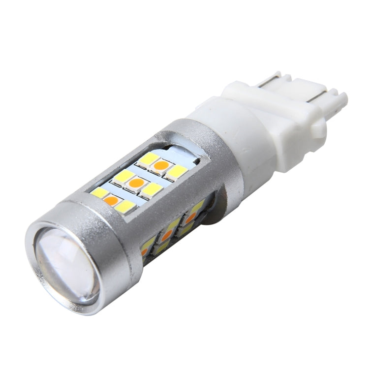 3157 7W 850 LM 6000K White + Yellow Light Day Running Light Turn Signal Light Brake Light with 21 SMD-2835-LED Lamps and 7 SMD-3030-LED Lamps. DC 12V