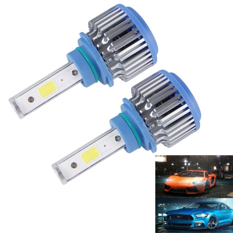 2 PCS 9006 24W 2600lm 6000K Car LED Headlight with 2 COB Lamps, DC 9-30V(White Light)