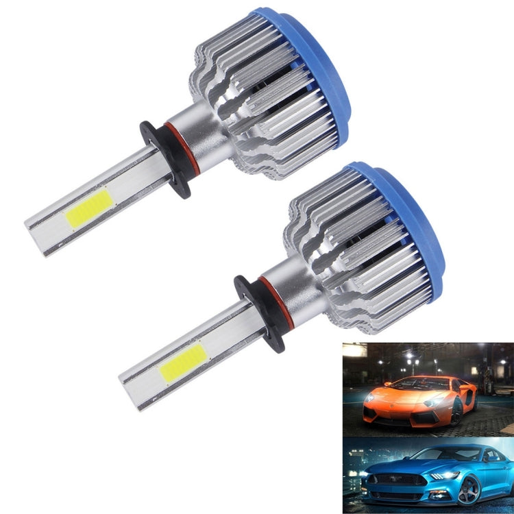 2 PCS H3 24W 2600lm 6000K Car LED Headlight with 2 COB Lamps, DC 9-30V(White Light)