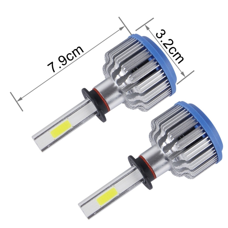 2 PCS H3 24W 2600lm 6000K Car LED Headlight with 2 COB Lamps, DC 9-30V(White Light)