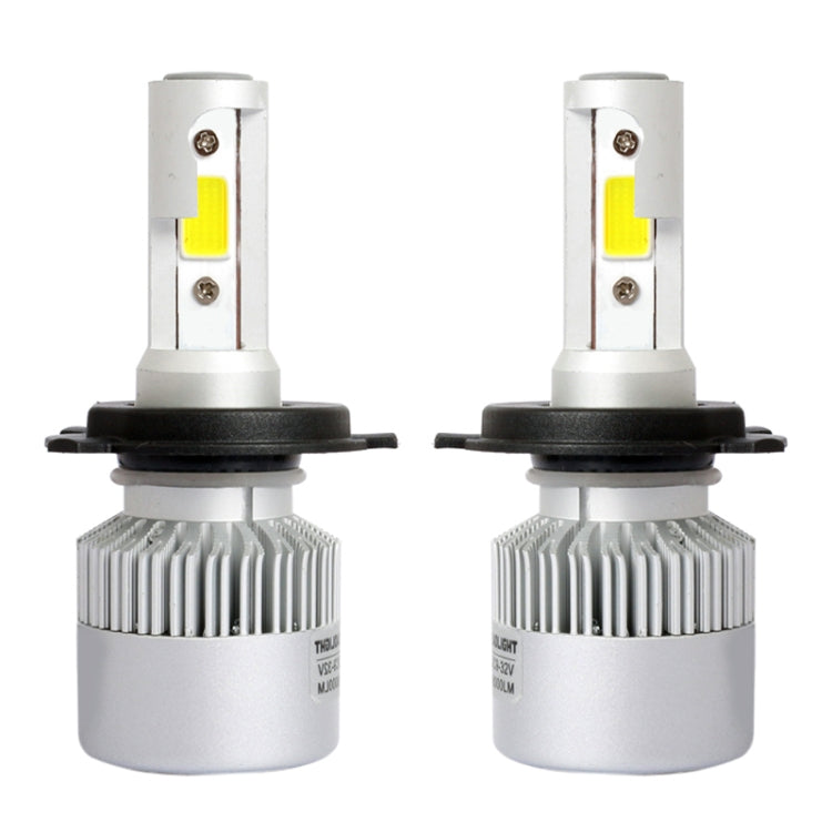 S2 2PCS H4 18W 1800LM 6500K 2 COB LED Waterproof IP67 Car Headlight Lamps, DC 9-32V(White Light)