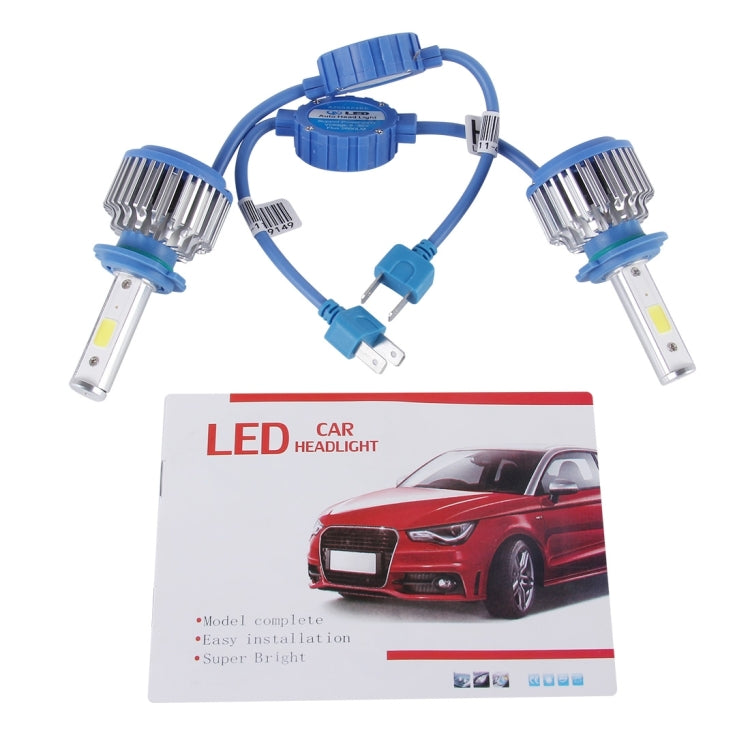 2 PCS H7 24W 2600lm 6000K Car LED Headlight with 2 COB Lamps, DC 9-30V(White Light)