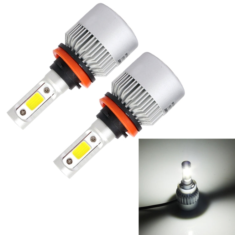 S2 2PCS H11 18W 1800LM 6500K 2 COB LED Waterproof IP67 Car Headlight Lamps, DC 9-32V(White Light)