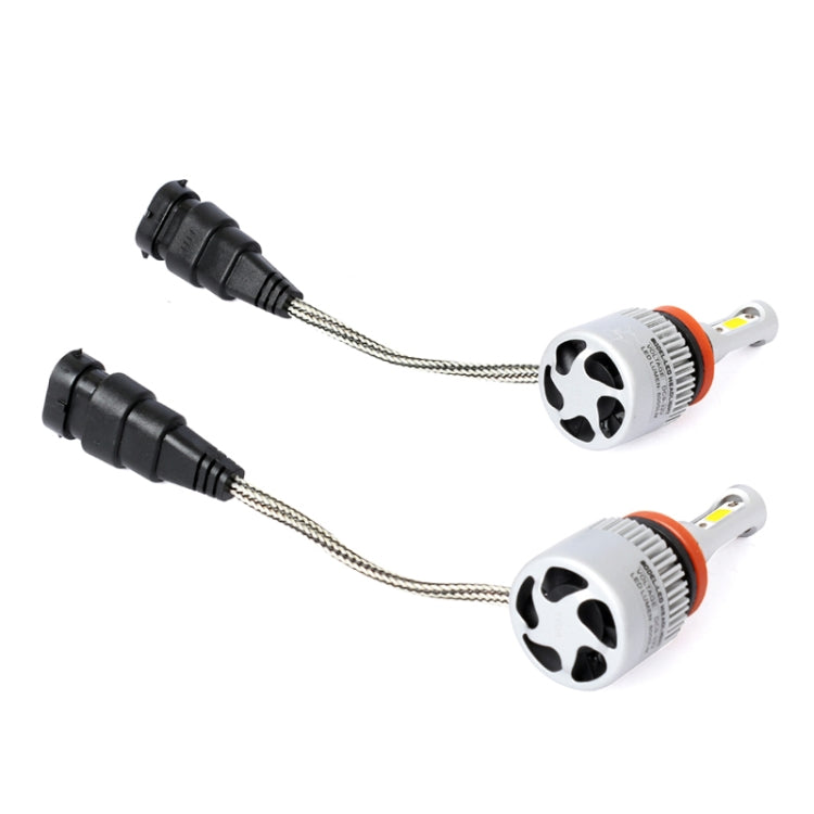 S2 2PCS H11 18W 1800LM 6500K 2 COB LED Waterproof IP67 Car Headlight Lamps, DC 9-32V(White Light)