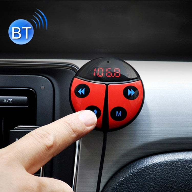 Car Auto Beetle Shape Wireless Bluetooth Module FM Transmitter for Music Playing and Hand-free Call