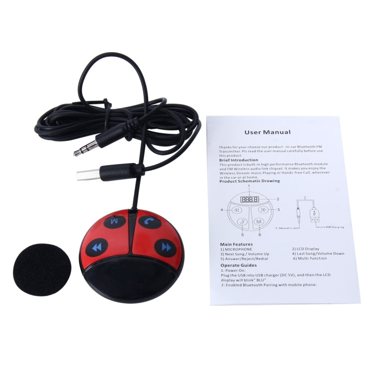 Car Auto Beetle Shape Wireless Bluetooth Module FM Transmitter for Music Playing and Hand-free Call