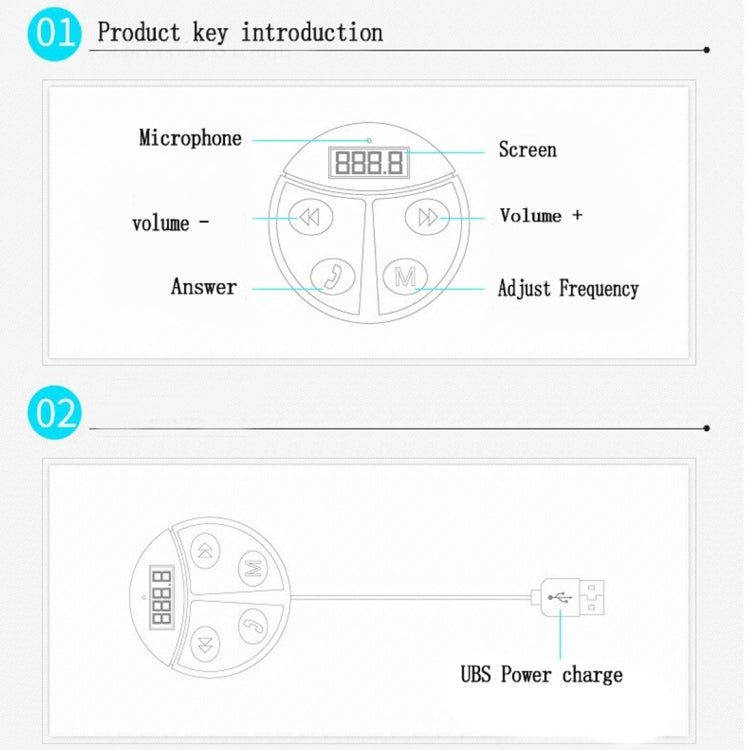 Car Auto Beetle Shape Wireless Bluetooth Module FM Transmitter for Music Playing and Hand-free Call