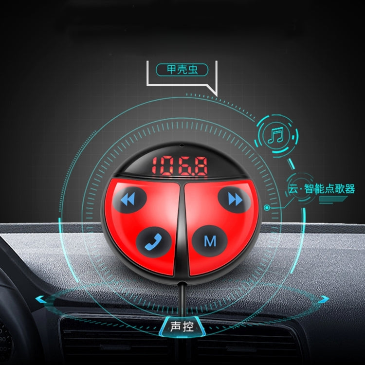Car Auto Beetle Shape Wireless Bluetooth Module FM Transmitter for Music Playing and Hand-free Call
