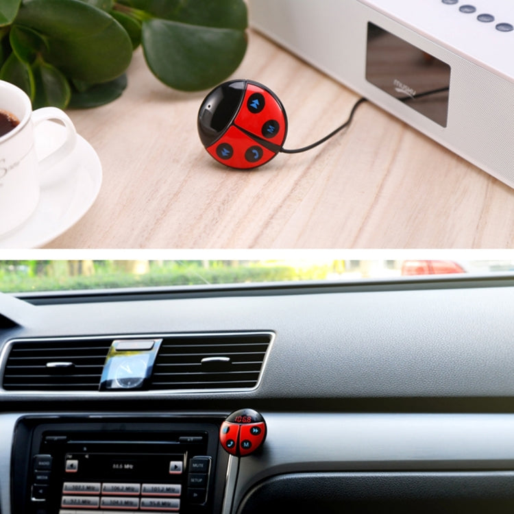 Car Auto Beetle Shape Wireless Bluetooth Module FM Transmitter for Music Playing and Hand-free Call