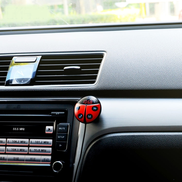 Car Auto Beetle Shape Wireless Bluetooth Module FM Transmitter for Music Playing and Hand-free Call