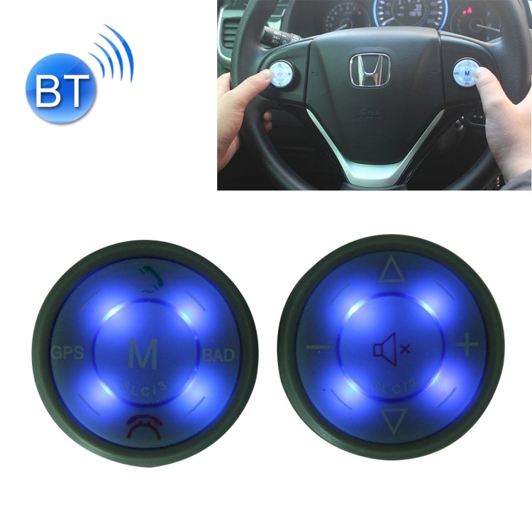 2 PCS Automobile Universal Wireless Bluetooth Multi-functional Steering Button with Background Lighting for Most DVD Navigation