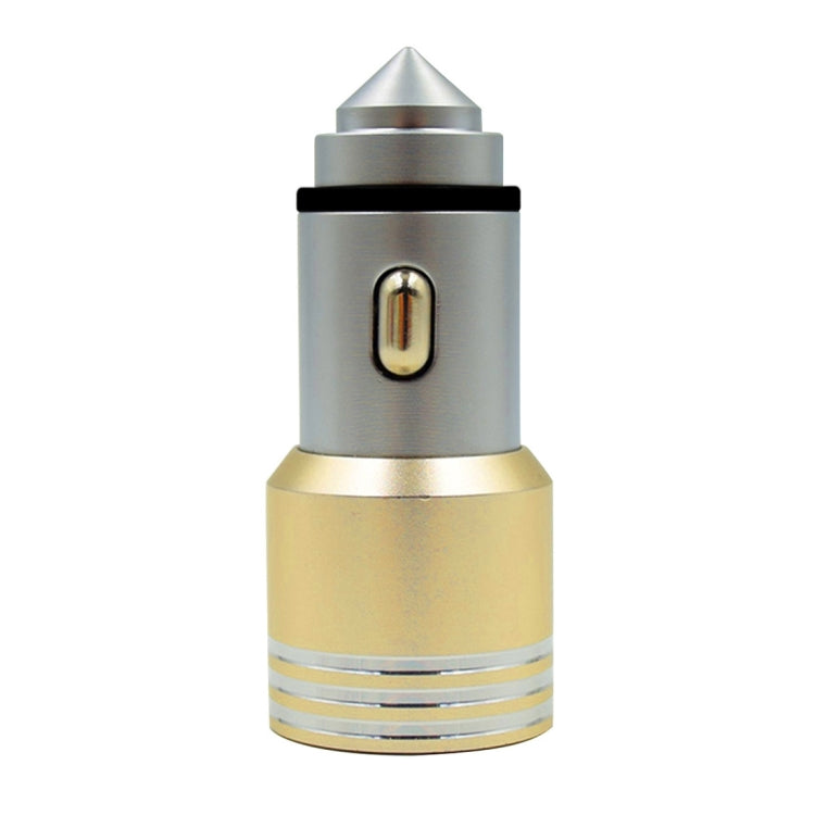VKworld C101 Aluminium Alloy and Stainless Steel Cone Emergency Hammer Dual USB Port Intelligent IC Protection Car Charger for Smartphones and Tablets, Size: 61 x 26.6 mm